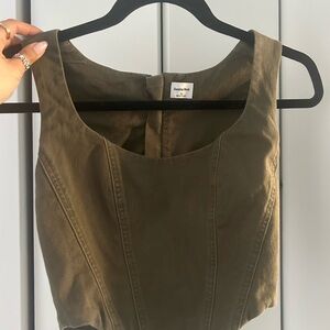 Aritzia Sunday Best Khaki Green Corset Top